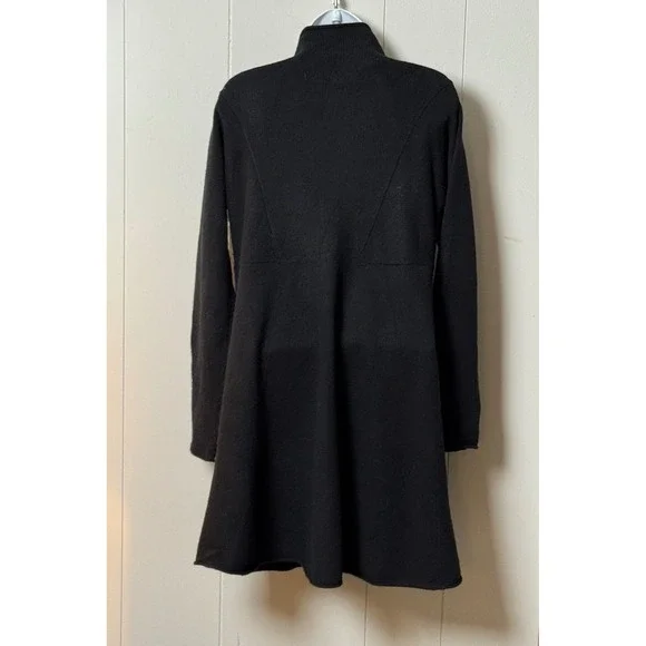 Eileen Fisher Women's Black Merino Wool Cashmere Blend Long Cardigan Size Small - Picture 2 of 8